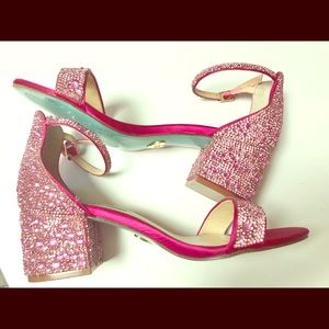 Betsy Johnson Mari Heeled Sandal Sparkle Pink